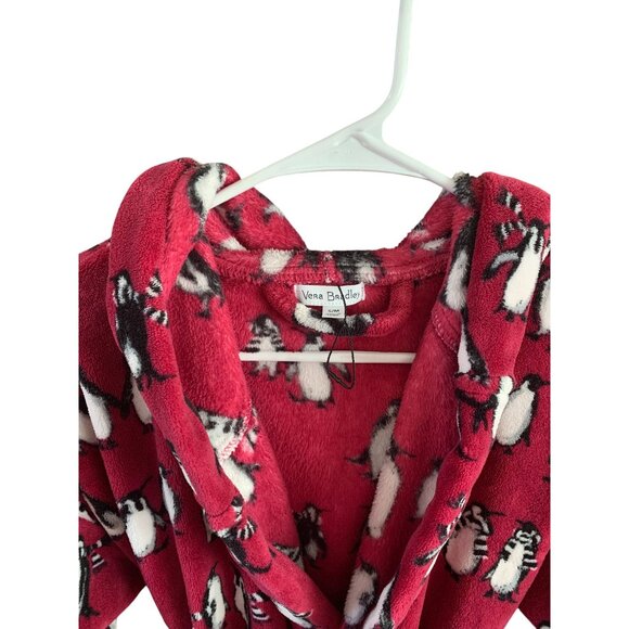 Vera Bradley Womens Size Small Medium Robe Penguins Cabernet Fleece Bath Shower - Picture 2 of 3